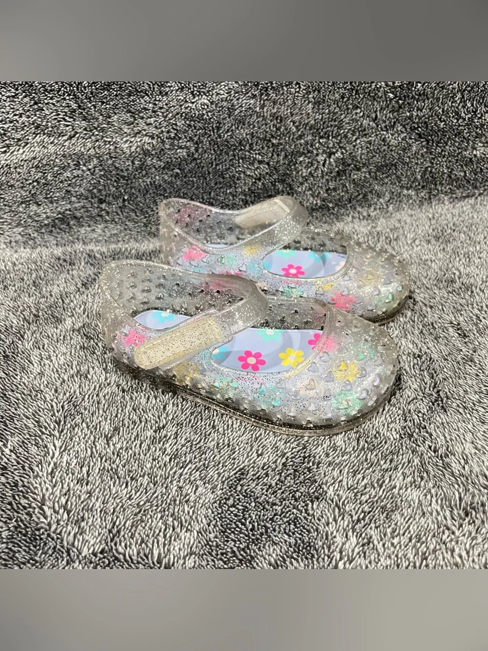 Wonder Nation jelly shoes clear glitter-infused for toddler girls size 6
